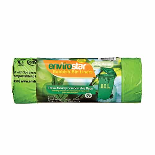 Envirostar Compostable Green Liner 80Lt Roll 20 Carton 200
