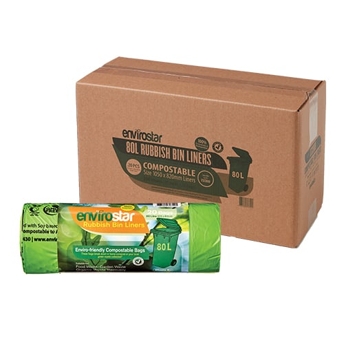 Envirostar Compostable Green Liner 80Lt Roll 20 Carton 200