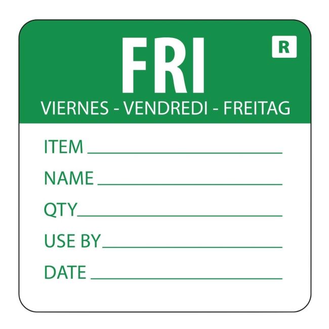 Hygiplas Removable Day of the Week Label Friday (500 Pack)
