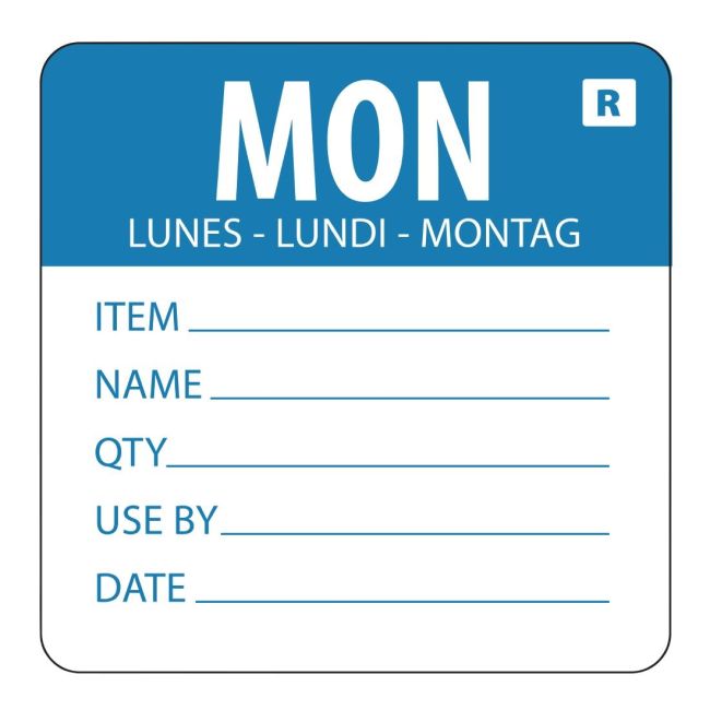 Hygiplas Removable Day of the Week Label Monday (500 Pack)