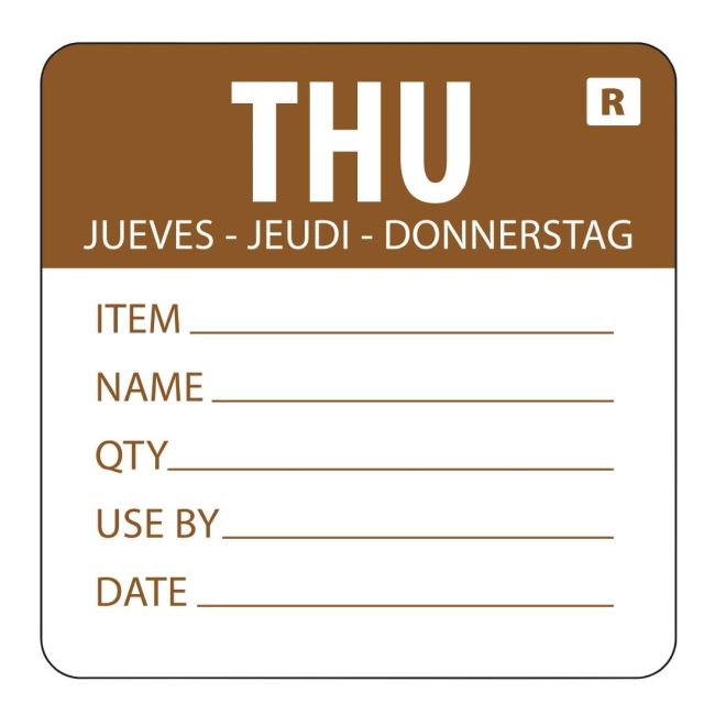 Hygiplas Removable Day of the Week Label Thursday (500 Pack)