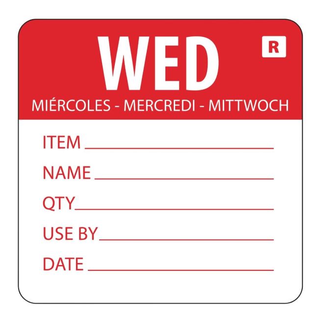 Hygiplas Removable Day of the Week Label Wednesday (500 Pack)