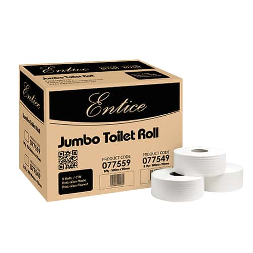 Entice Toilet Paper 2 ply 300mtr Jumbo 8/ctn